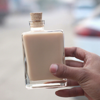 Bouteille en verre coréenne style influenceur SQ500 avec bouchon en liège imprimé en relief pour thé au lait, café ou parfum