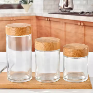 180ml-750ml transparan kaca bening kustom botol madu wadah makanan madu Jam kelas bulat kaca dengan tutup serat kayu - Product Image 4