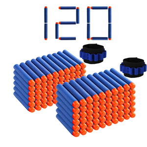Color <span class=keywords><strong>azul</strong></span>, 120 Uds., dardos de espuma Eva suave + 2 uds., muñequeras, paquete de dardos de recarga certificado CPC para niños, favores de fiesta - Product Image 1