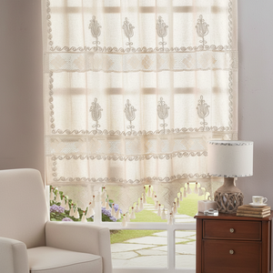 Authentic Traditional Motif Lace Tassel Valance Elegant Unisex <b>Curtains</b> for Home Decor Multi-color 300x200 250x200 200x200 - Product Image 3