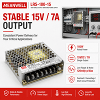 Alimentation à découpage MEANWELL LRS-100-15 105W 15VDC, boîtier métallique compact pour équipement de contrôle d'automatisation industrielle