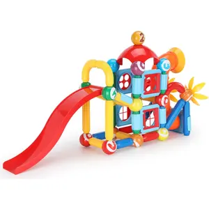 批发新82PCS魔术磁铁棒球套装，带滑管形状磁性球棒玩具连接儿童游戏