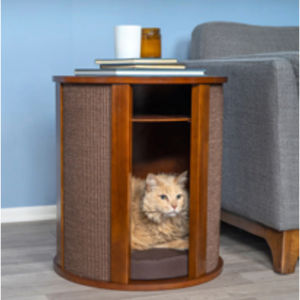 Purrrrfect End <b>Table</b> Cat Bed - Wood Cat Furniture Nightstand, Replaceable Scratch Pad & Cushion - Product Image 2