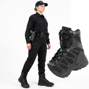 Bottes tactiques de sécurité légères en cuir noir pour hommes, randonnée en plein air et service de garde, OEM ODM personnalisé, ISO CE - Product Image 2