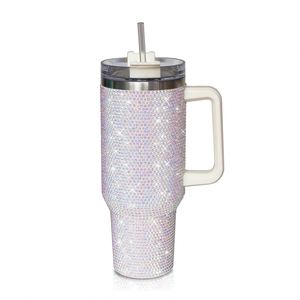 Christmas Gift Glitter Bling 40oz Insulated Vacuum Stainless Steel Tumbler Leak-Proof 12-24hr Thermal Portable Handle Rhinestone - Product Image 3