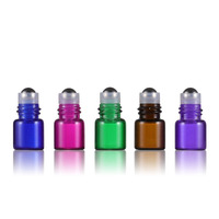 Flacon de flacons en verre avec bouchon en plastique de bambou, flacon de 1ml, bleu, rouge, vert, ambre, violet, échantillon d'huile essentielle ou de parfum, vente en gros