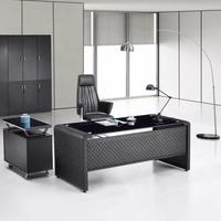 Bureau de direction en verre trempé en forme de L, table de travail moderne pour ordinateur de bureau
