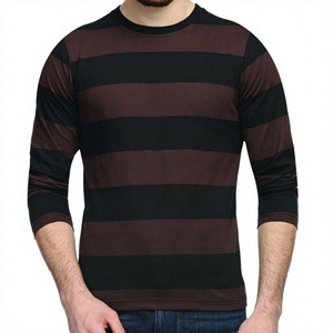100% fabricant de t-shirts à manches longues teints en fil de coton tirupur mode pour hommes fournisseur de t-shirts à rayures à manches longues en Inde - Product Image 1