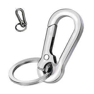 Mousqueton de luxe fantaisie en argent, anneau fendu, 30 mm, léger, avec impression en relief, porte-clés en métal, fabricant chinois, vente en gros - Product Image 1