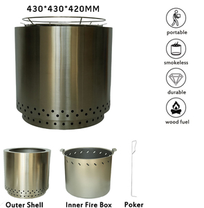 Muebles de jardín Auplex, horno de fuego, pozo de fuego con hogueras de carbón, estufa de chimenea de acero inoxidable individual - Product Image 3
