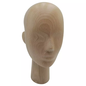 Présentoir de mannequin en bois naturel personnalisé pour perruques, chapeaux, écharpes, cheveux et lunettes de soleil - Product Image 1