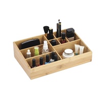 Organisateur de pinceaux de maquillage en bambou pour bureau, boîte de rangement pour cosmétiques