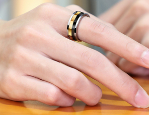 ファインジュエリーカトリックロザリオリングゴールドタングステンプレシャスストーン天然動物の婚約ギリシャパーティーマンリングブラック受け入れ - Product Image 6