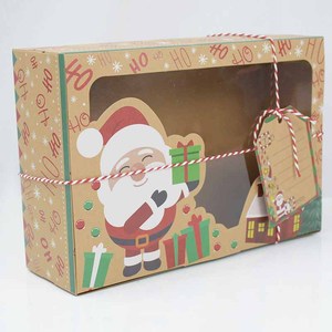 Grande Scatola Ecologica in Carta Kraft per Dolci Natalizi e Regali, con Pupazzo di Neve, Babbo Natale e Biglietto Regalo - Product Image 3