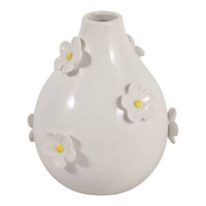Vaso in Ceramica a Goccia con Dettagli Floreali in Rilievo per Soggiorno, Vaso Decorativo Boho per Fiori, Esposizione Domestica - Product Image 3