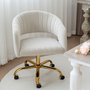 Fauteuil de salon ergonomique pivotant moderne en velours, idéal pour le bureau à domicile, la coiffeuse, la chambre, l'appartement, fauteuil de loisirs réglable en hauteur - Product Image 1