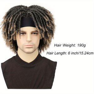 Synthétique Afro Twist Bandeau Dreadlock <span class=keywords><strong>Perruques</strong></span> Fluffy Doux Faux Locs Cheveux Perruque 6 Pouces Afro Bouclés Bandeau <span class=keywords><strong>Dreadlocks</strong></span> Perruque - Product Image 3