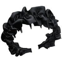 Schwarzes Satin-Haarband für Damen – Rutschfestes, hochwertiges Haarband mit Zähnen und Blumenmuster für Valentinstag und Abschlussfeier