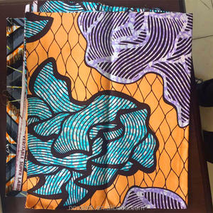 Tissu polyester wax africain 90 g/m² avec imprimé orange, dernier modèle - Product Image 3