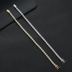 5Mm Round Full Zirconium Single-row <b>Couple</b> <b>Bracelet</b>, Accessories Zircon Tennis Chain Tanjing Fashion Lijing Necklace - Product Image 2