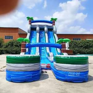 Toboggan aquatique géant gonflable de 23 pieds, double piste, qualité commerciale, thème tropical, <span class=keywords><strong>avec</strong></span> grande <span class=keywords><strong>piscine</strong></span> et zone de glisse. - Product Image 2