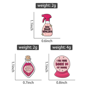 Broches de Esmalte para Amantes de los Libros, Diseño de Spray Mágico, Insignias para Mochila y Solapa, Joyería Divertida, Regalo para Amigos - Product Image 6