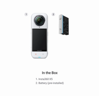 Caméra sportive Insta360 X5 8K avec capteur CMOS, support de carte SD, étanche IP67, zoom optique 6x et grand angle 170°