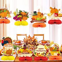 Centre de table de Thanksgiving, Décoration de table d'automne, Centre de table nid d'abeille Citrouille et Dinde pour fête d'anniversaire d'automne