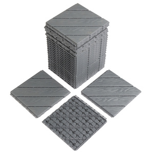 Paquete de 9 azulejos de cubierta entrelazados DB, suelo de roble impermeable de 11,8 "x 11,8" para interiores y exteriores, suelo de Patio liso, cubierta de plástico - Product Image 1