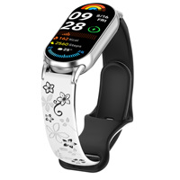Kompatibel dengan Xiaomi Mi Band 8/9/10/11 Tali Silikon Dua Warna Bermotif Bunga dengan Ukiran Laser