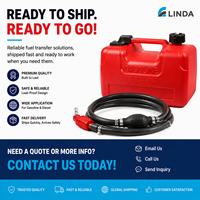 Linda 12L Tangki Bahan Bakar Portabel Anti Bocor, Tangki Minyak, Tangki Bensin, Tahan Lama, Pegangan Ergonomis Bentuk-I, Selang, Bersertifikasi CE EPA CARB, HDPE untuk Kapal