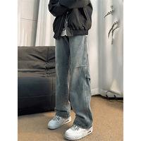 Jeans imprimés sur mesure pour hommes, coupe ample, fabrication artisanale, vente en gros