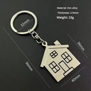 Factory Wholesale Fashion Vintage Letterpress Silver Zinc Alloy House Keychain Real Estate House Shaped <b>Key</b> <b>Chain</b> - Product Image 2