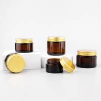 Ventes en gros de pots cosmétiques en verre ambré avec couvercles en aluminium, contenants de soin de la peau protecteurs contre la lumière, 5g-150g
