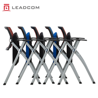 Chaise de formation pliable LEADCOM LS-546A avec dossier en maille et assise rembourrée, chaise de bureau et de conférence avec tablette d'écriture pour salle de réunion