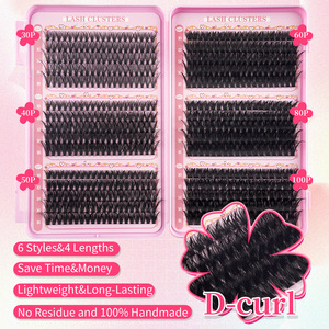 Extensions de cils en grappes individuelles 3D semi-faites à la main, auto-adhésives, effet naturel, grande capacité, pour DIY, pour l'exportation - Product Image 3