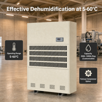 Déshumidificateur industriel haute température avec contrôle WiFi par application, écran tactile, minuterie et mémoire pour serres, séchage du bois et ateliers de produits de la mer