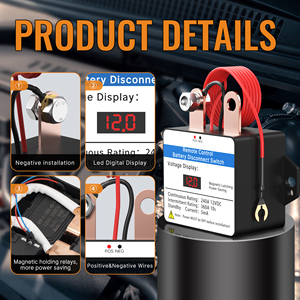 Interrupteur de déconnexion de batterie de voiture 240A 12V avec télécommande, affichage numérique LED de tension, relais magnétique, kit isolateur de batterie avec clé - Product Image 4