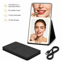 MLG Grossiste Miroir Cosmétique Portable Rechargeable Ajustable Tactile Grossissant 20X avec Éclairage LED Amovible pour Coiffeuse