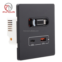 Prise USB à charge rapide 12W 20W avec ligne de charge télescopique 2 prises murales universelles USB C avec verre USB pour bureau et maison