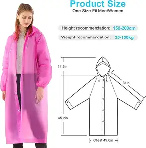 Jas hujan EVA ponco sekali pakai, jas hujan ponco dewasa ringan tahan air dengan manset elastis