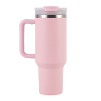 Termo de Acero Inoxidable 304 de Gran Capacidad (40 oz), Color Sólido Simple, Portátil, con Asa y Tapa con Pajita Nueva