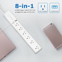 Multiprise intelligente Vastfafa 15A 125V avec 6 prises CA, norme américaine ETL, 2 ports USB et interrupteur, protection contre les surtensions avec prise
