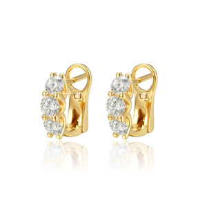 Pendientes de Aro con Diamantes Cultivados en Laboratorio, Chapados en Oro de 14K, Certificación IGI, Corte Brillante, de Lujo, para Hombres y Mujeres, Regalo para Bodas y Fiestas, Calidad VS - Product Image 1