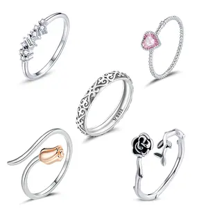 Anelli spaccati a cerchio classico da donna con Logo personalizzato nuovi anelli In argento Sterling 925 semplici più economici a forma di rosa