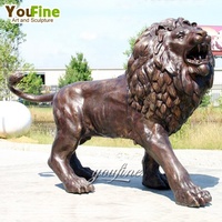 Figurine de jardin lion en bronze, modèle vintage de lion en forme d'animaux, sculpture d'extérieur, à vendre