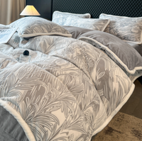 Parure de lit tendance 2026 en velours de lait jacquard 3D sculpté, écologique, haut de gamme, esthétique, respirante et chaude pour l'hiver