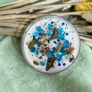 Bougie parfumée en cire de soja biologique avec des pierres de cristal et des paillettes colorées, parfum d'ambiance pour la maison, vente en gros - Product Image 4
