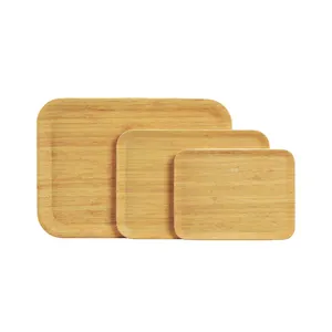 Conjunto de bandeja de servir bambu quadrado comercial