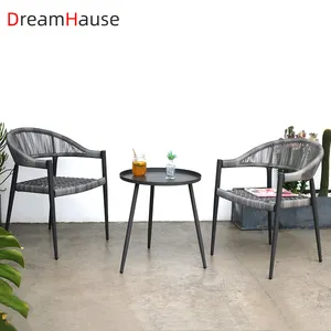 Dreamhaus fabrika toptan açık masa ve sandalyeler halat Rattan sandalyeler bahçe restoran balkon avlu masa sandalye